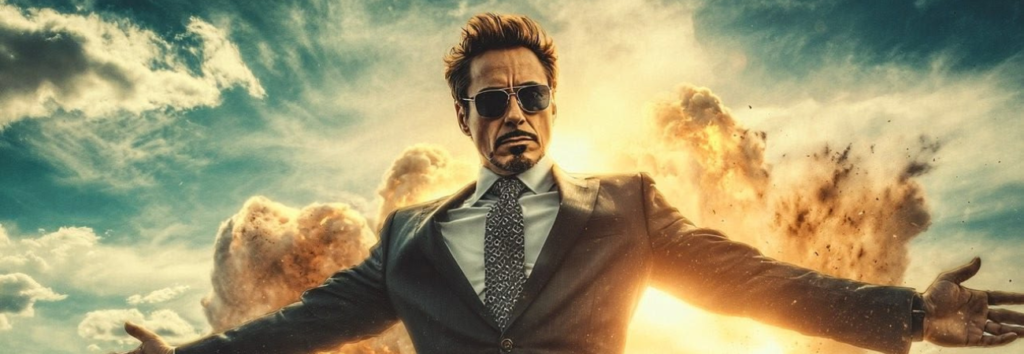 Tony Stark wearing the Mark I armor in the desert - Iron Man 2008