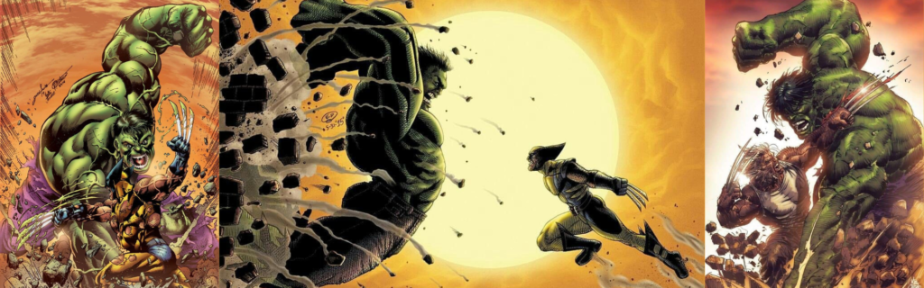 Fan Concept Art of Wolverine fighting Bruce Banner's Hulk in MCU